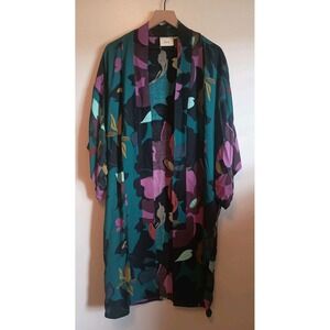 Anthropologie Maeve Floral Kimono Duster Midi Open Front Boho Oversized XS S